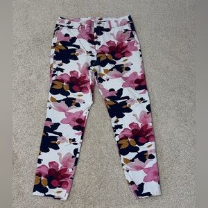 Old Navy Women’s Pixie High Rise Floral Pants - Pink, Navy, Gold